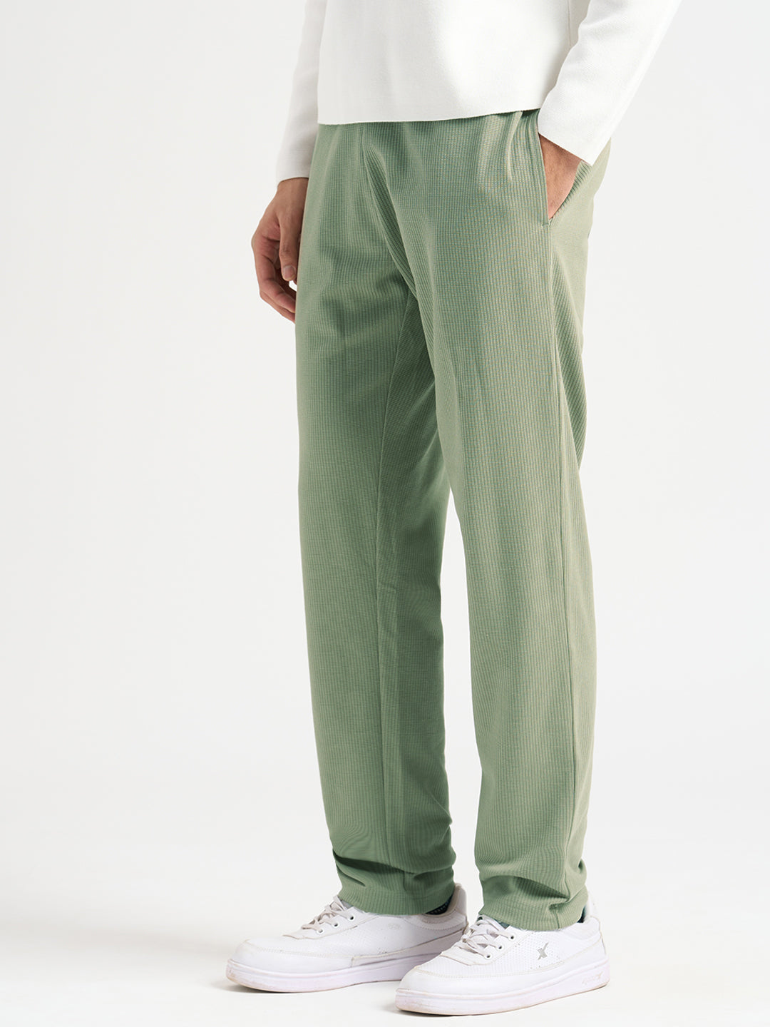 Structured Cotton Sweatpants - Green