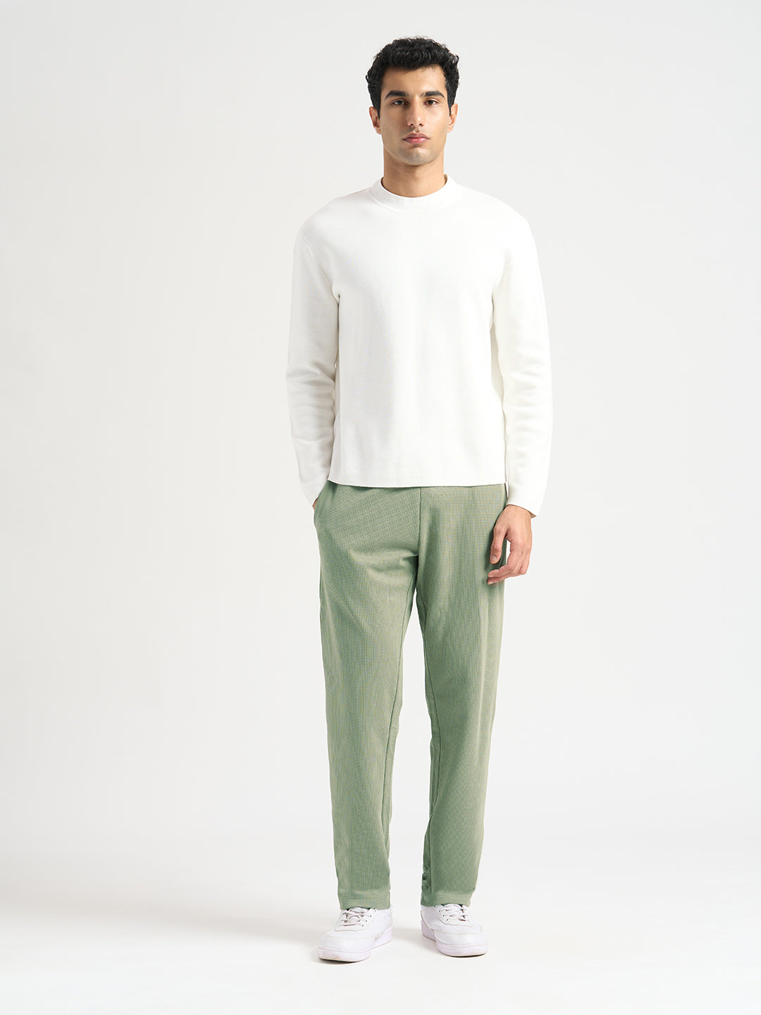 Structured Cotton Sweatpants - Green