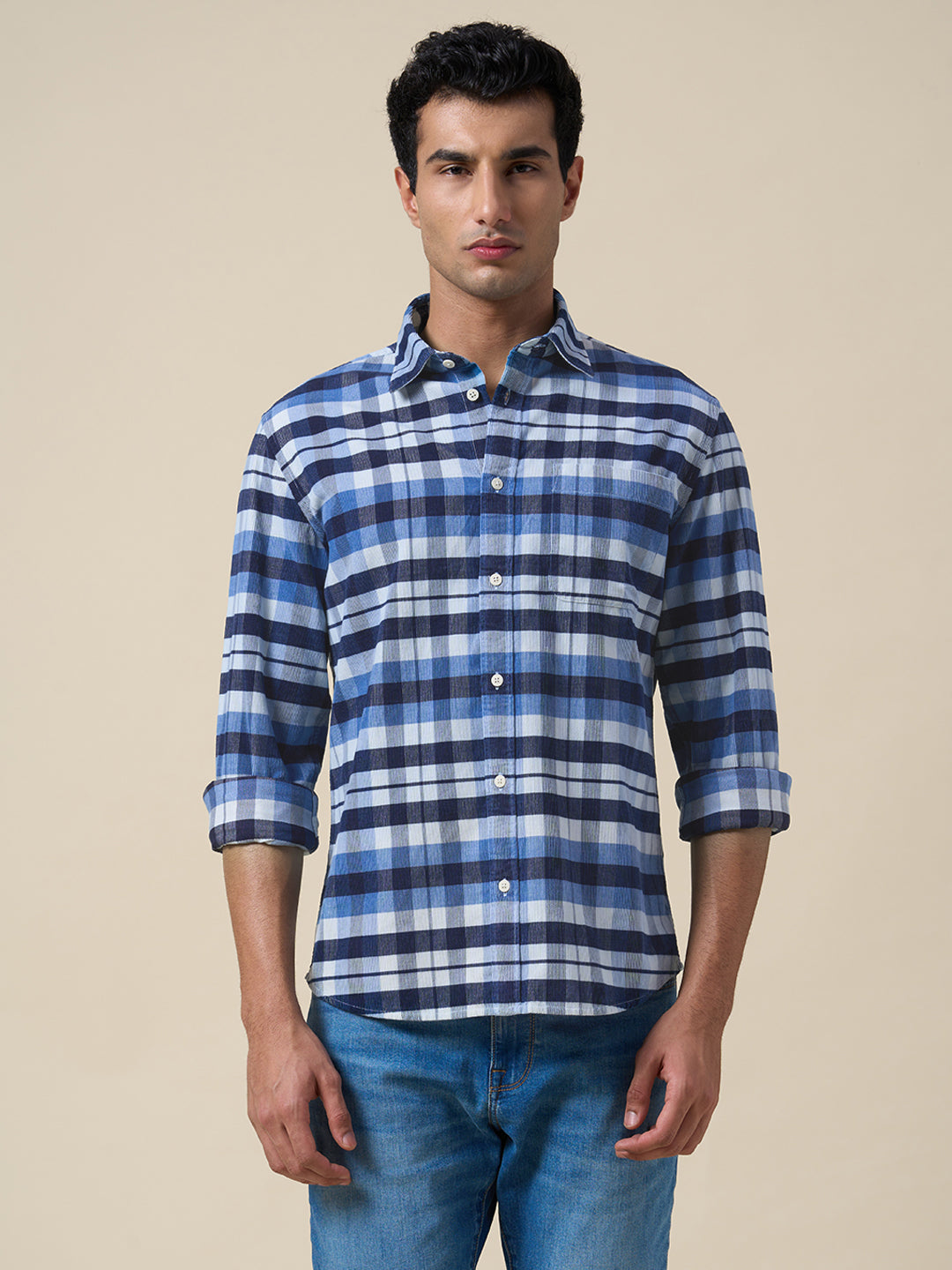 Check Spread Collar Shirt