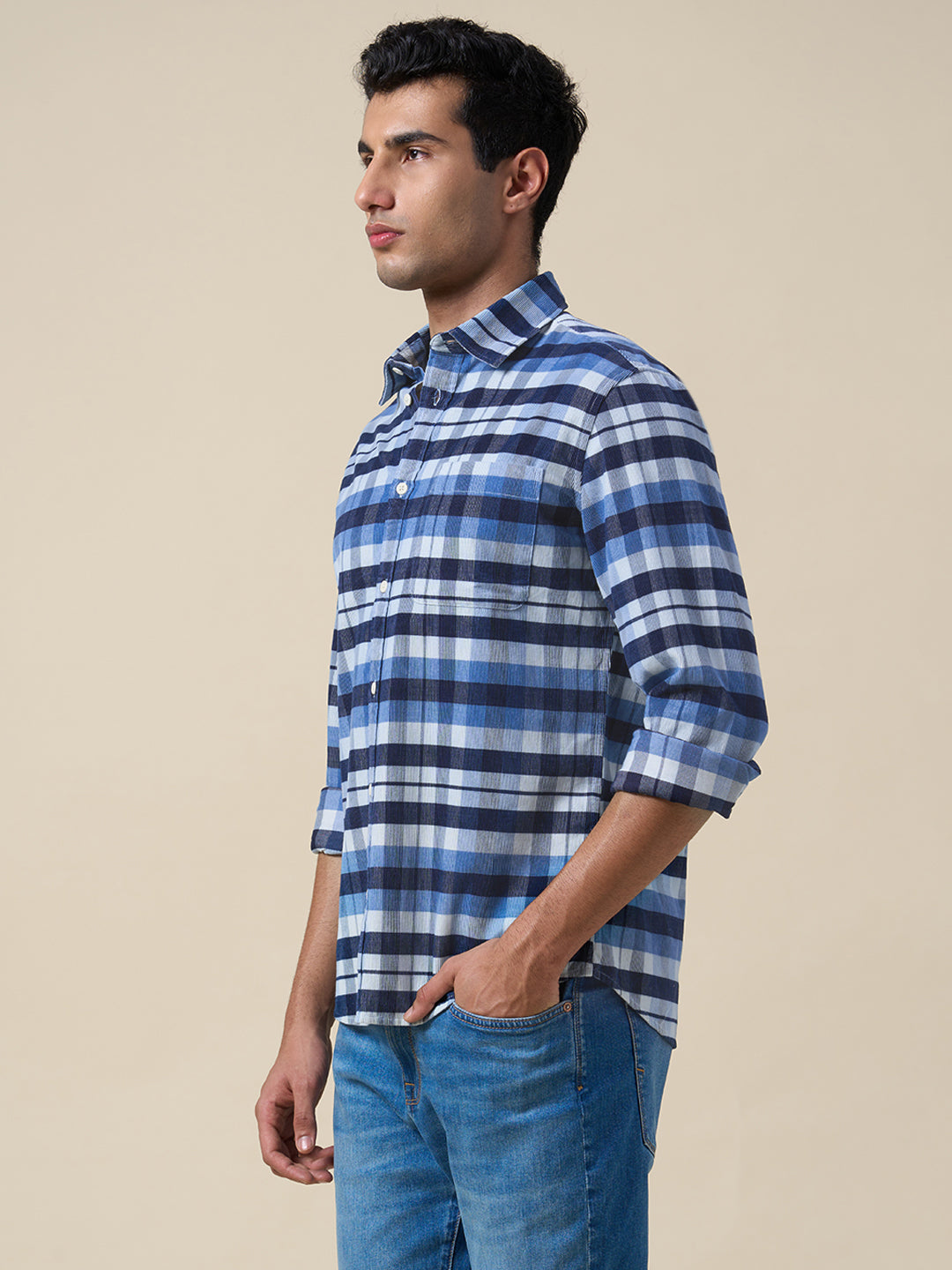 Check Spread Collar Shirt