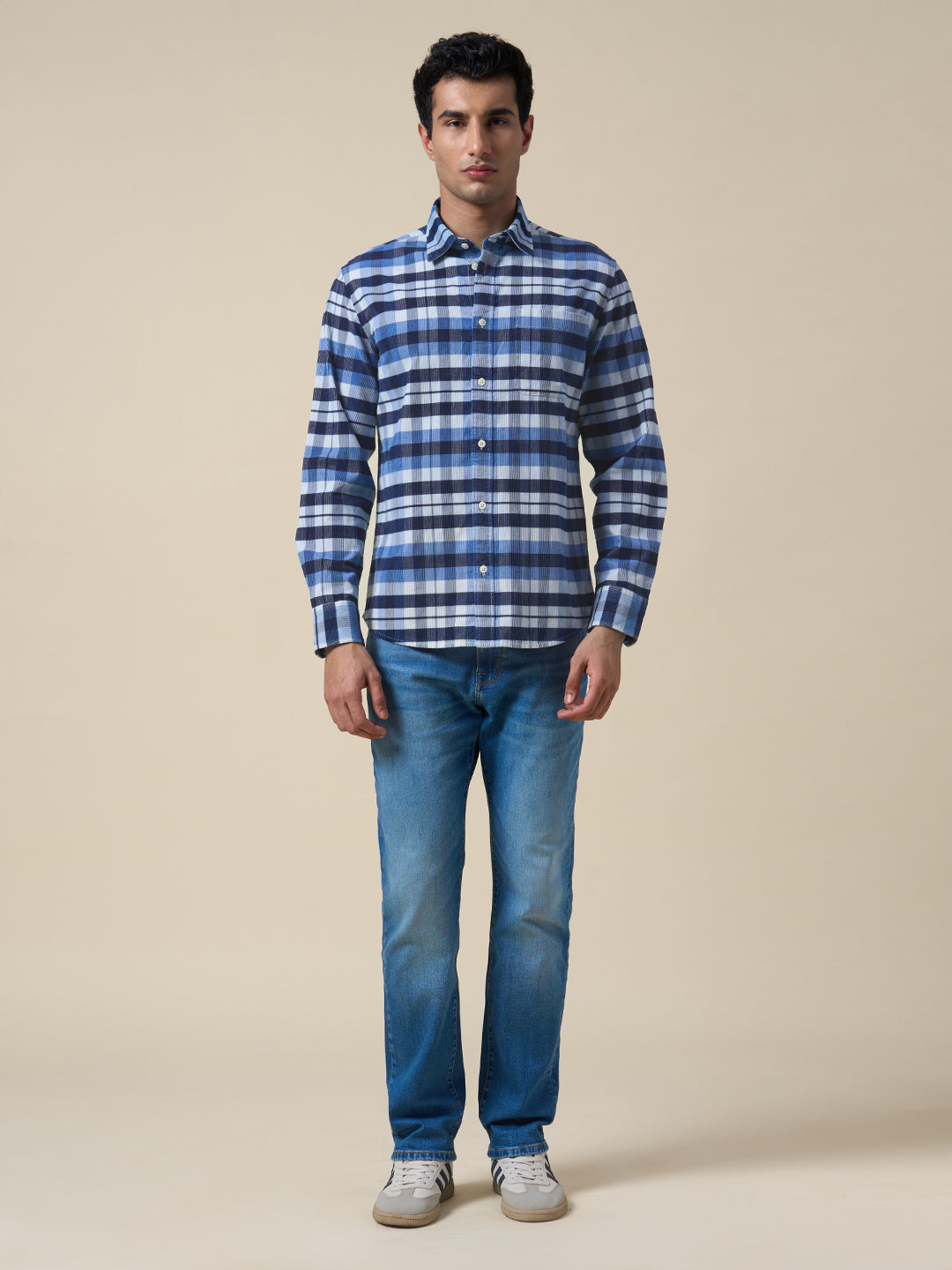 Check Spread Collar Shirt