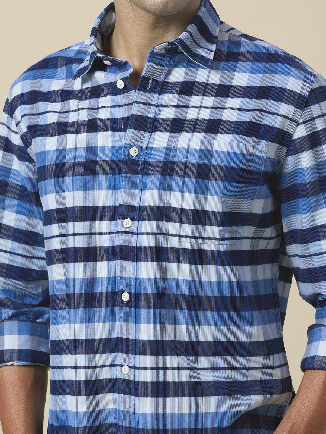 Check Spread Collar Shirt