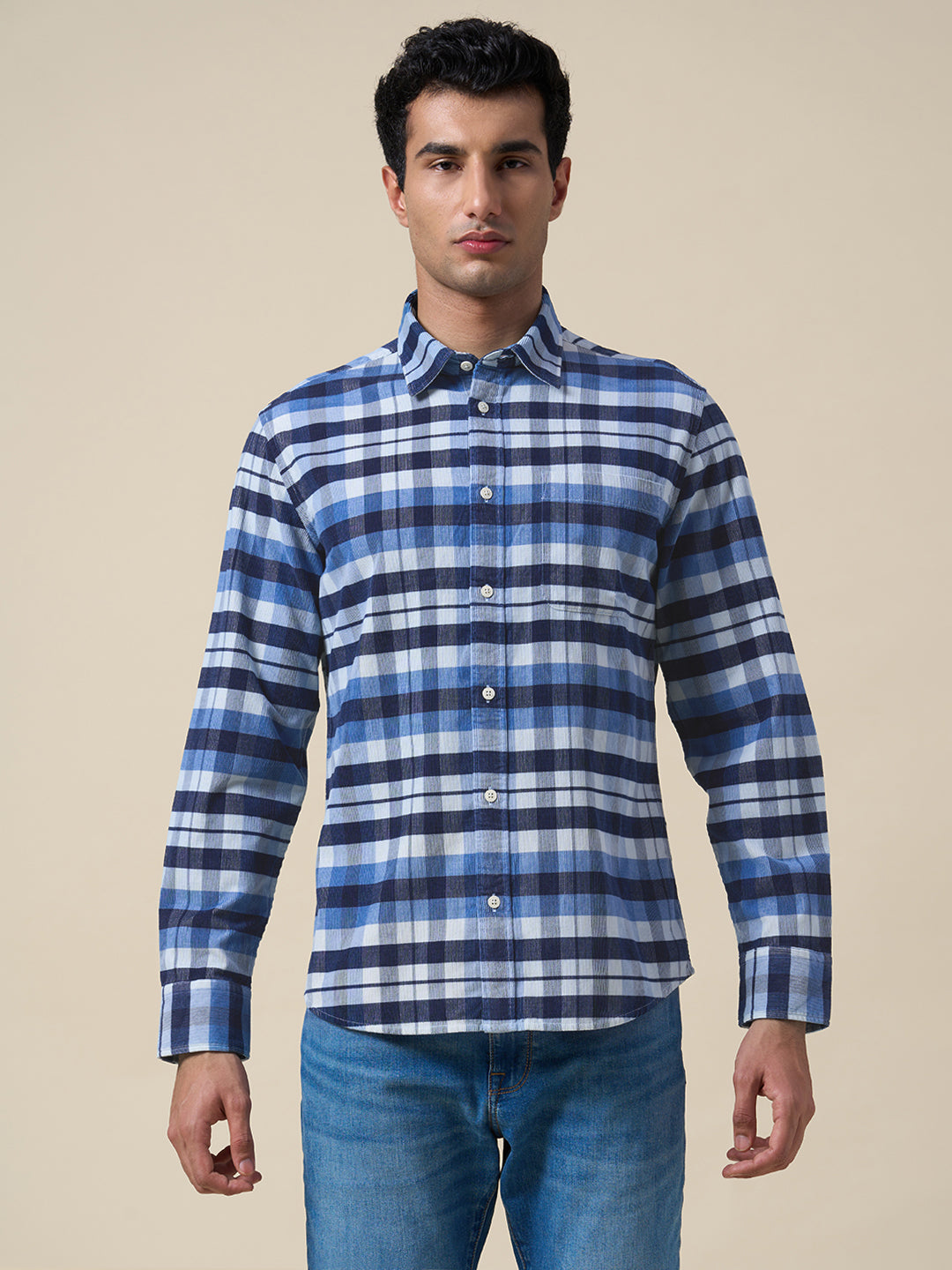 Check Spread Collar Shirt
