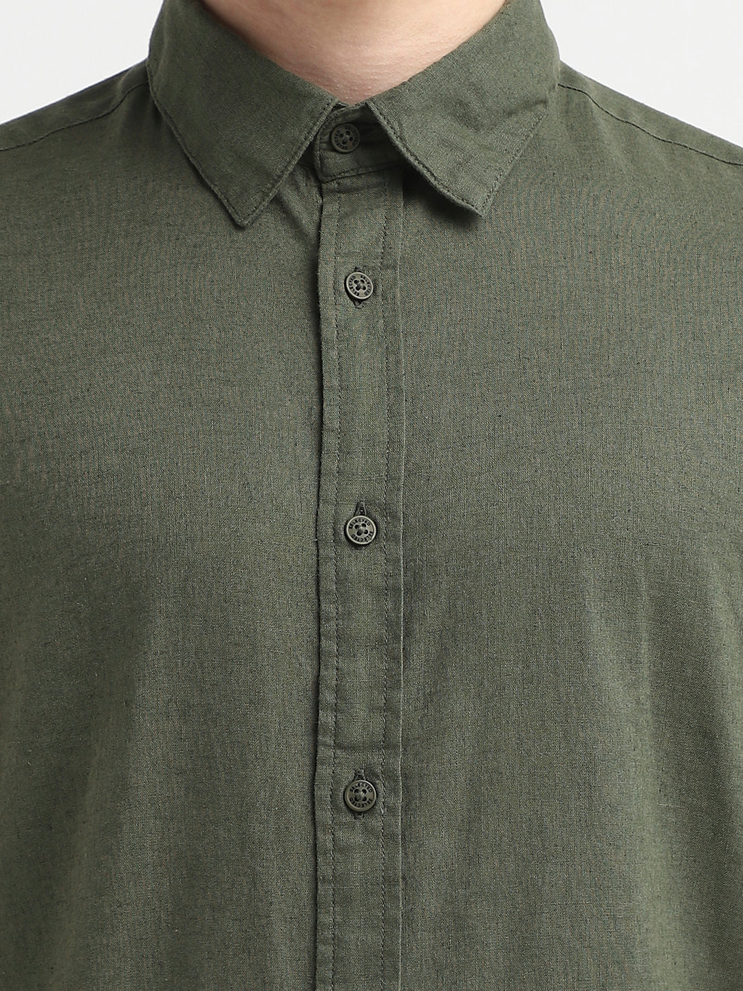 Linen Blend Regular Fit Shirt - Green