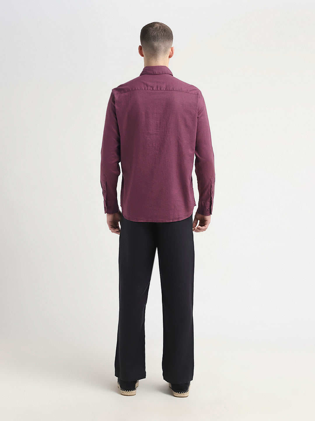 Linen Blend Regular Fit Shirt - Maroon
