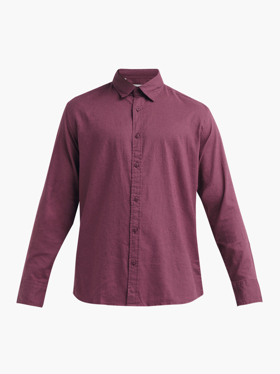 Linen Blend Regular Fit Shirt - Maroon