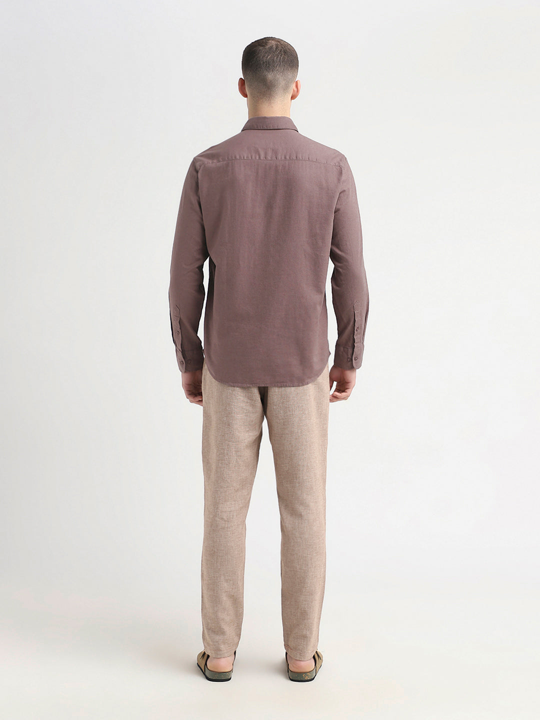 Linen Blend Regular Fit Shirt - Brown