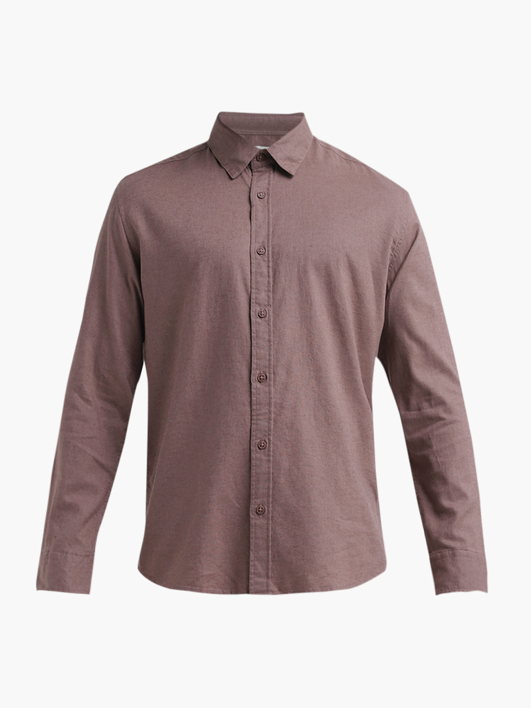Linen Blend Regular Fit Shirt - Brown