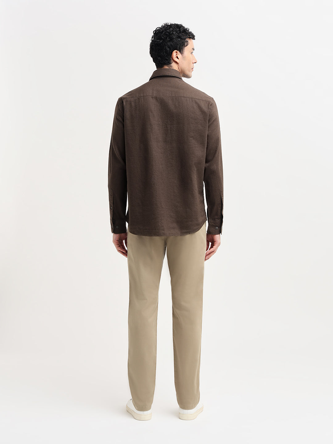 Dark Brown Linen Blend Shirt