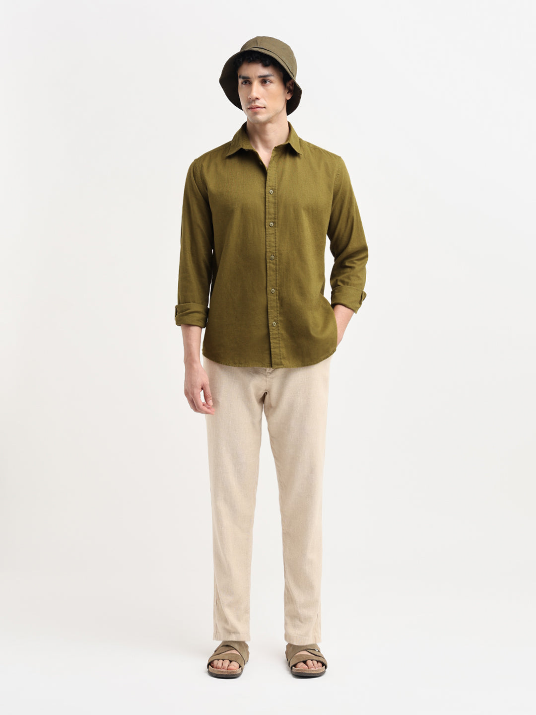 Green Linen Blend Shirt