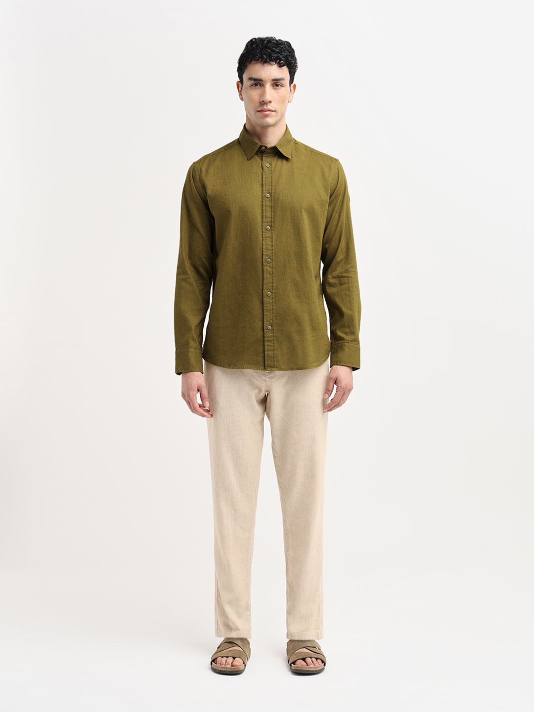 Green Linen Blend Shirt