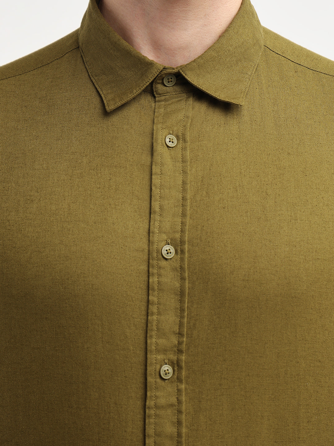 Green Linen Blend Shirt
