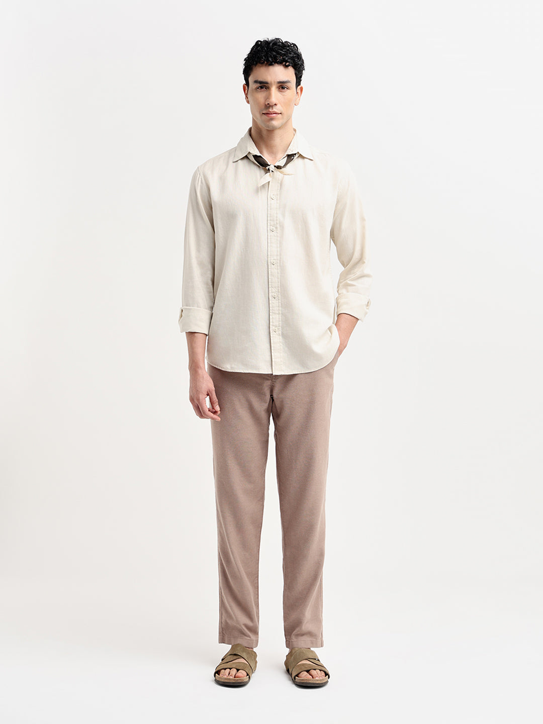 Beige Linen Blend Shirt