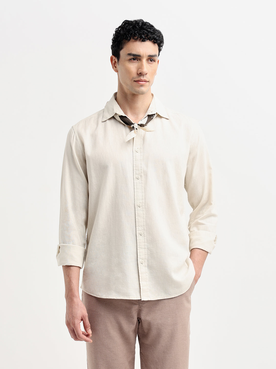 Beige Linen Blend Shirt