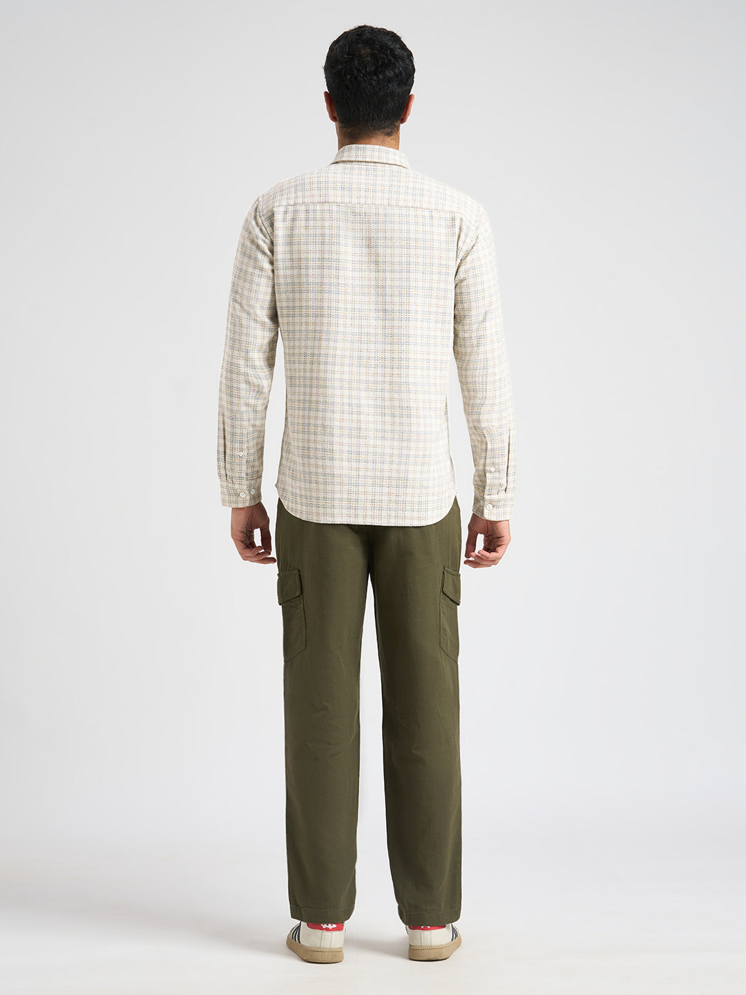 Ecru Cotton Check Shirt