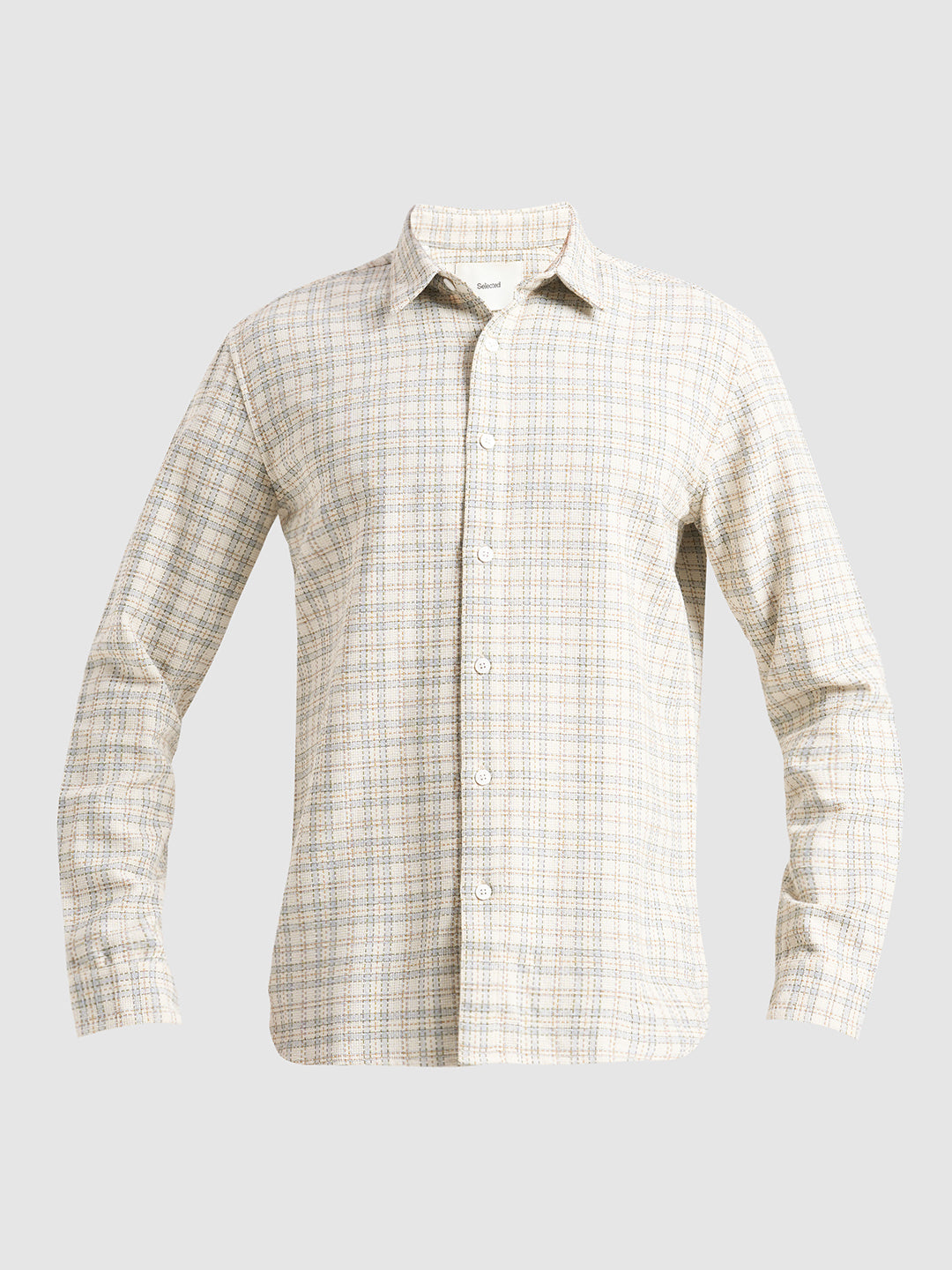 Ecru Cotton Check Shirt