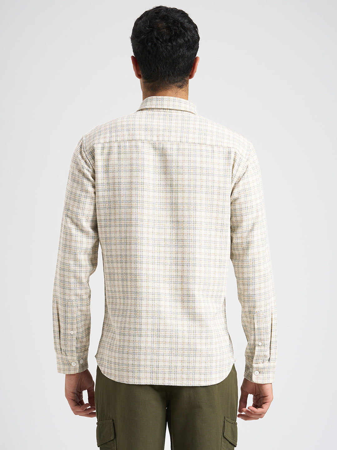 Ecru Cotton Check Shirt