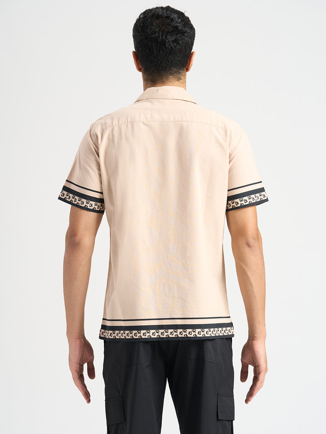 Beige Cotton Printed Shirt