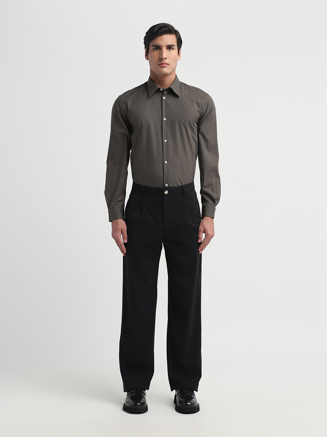 Dan Cotton Dobby Shirt - Brown