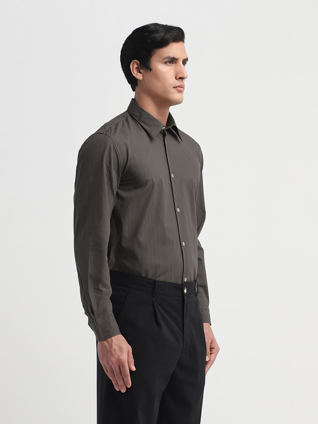 Dan Cotton Dobby Shirt - Brown