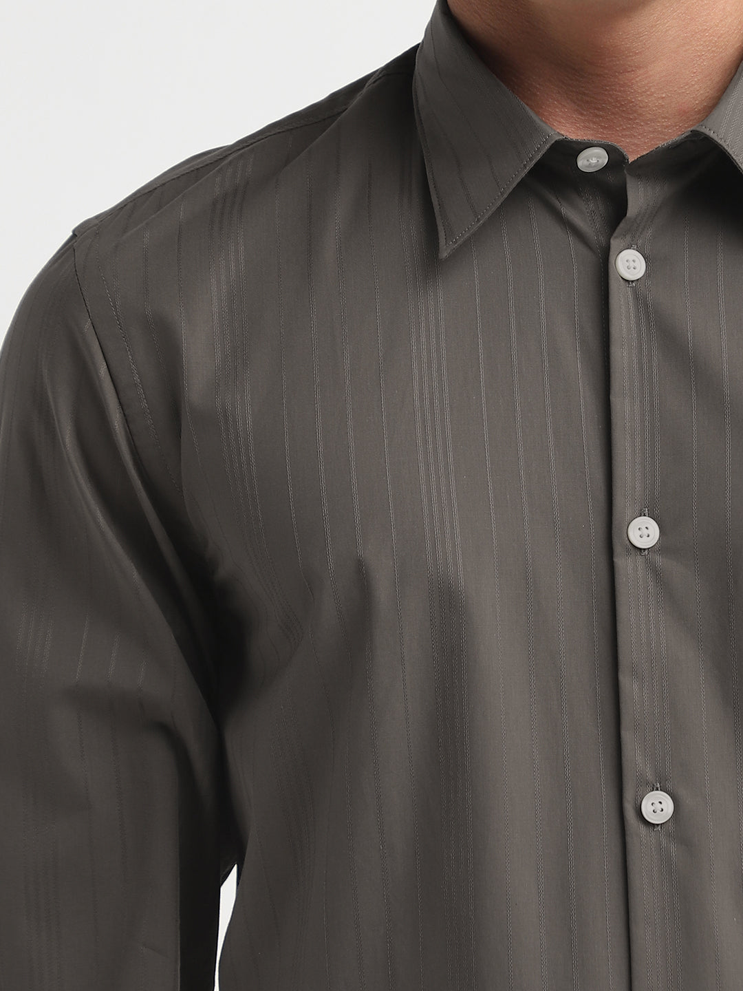 Dan Cotton Dobby Shirt - Brown