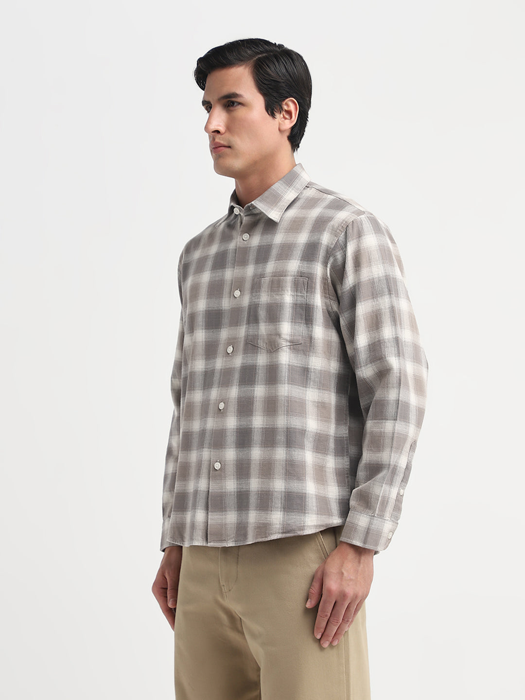 Spread Collar Check Shirt