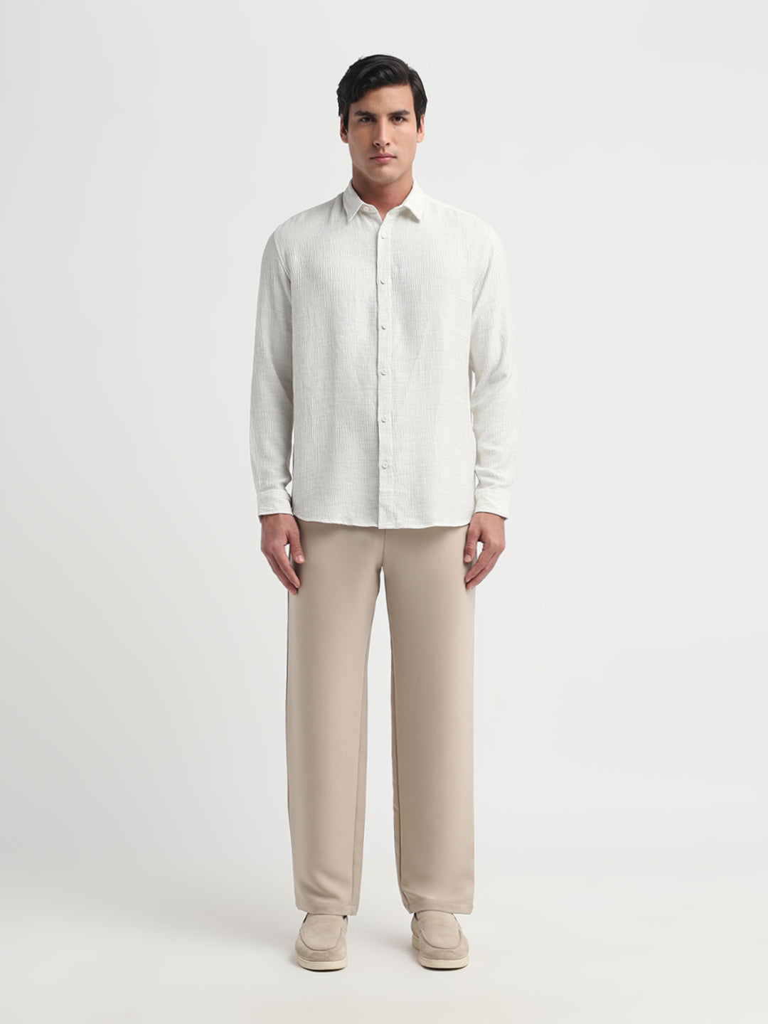 Regular Fit Full Sleeves Shirt - Bright White