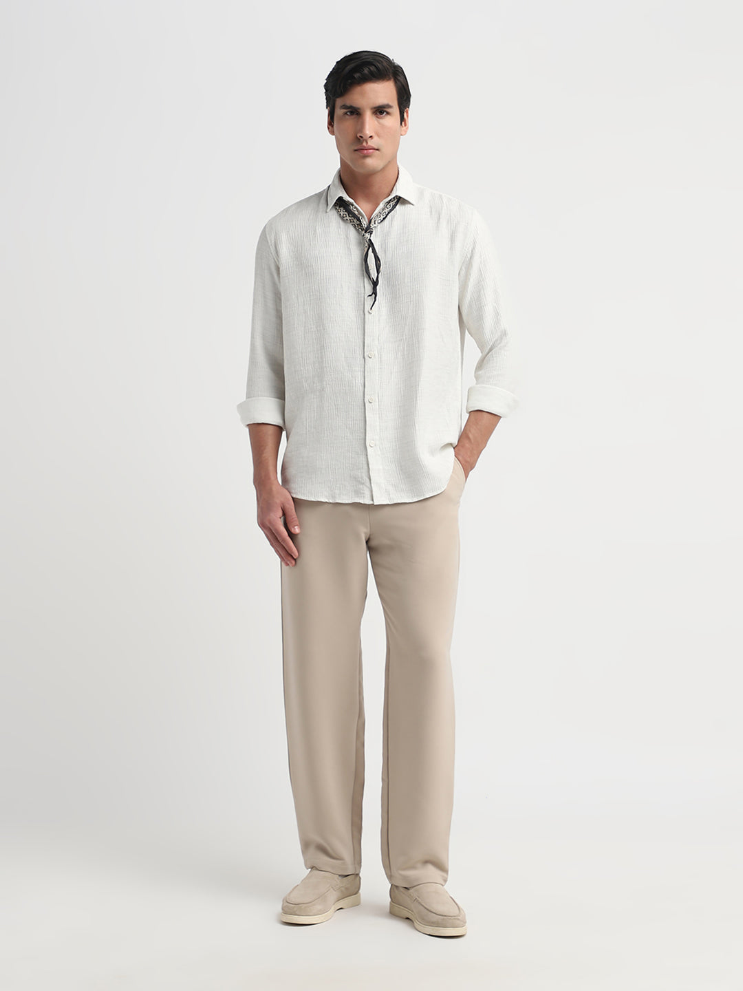 Regular Fit Full Sleeves Shirt - Bright White