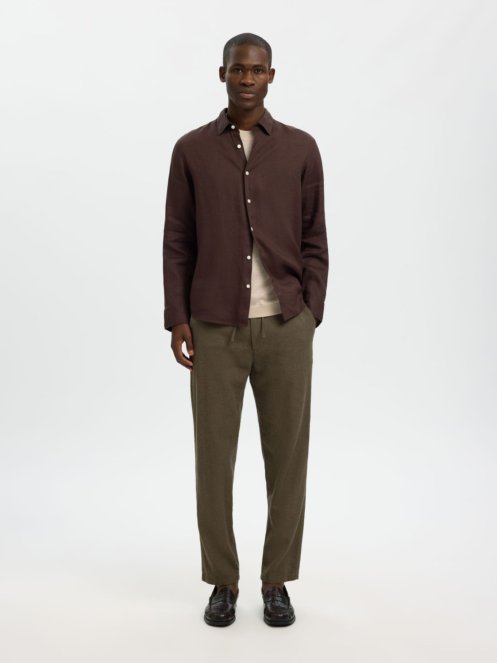 Slim Fit Linen Blend Pants