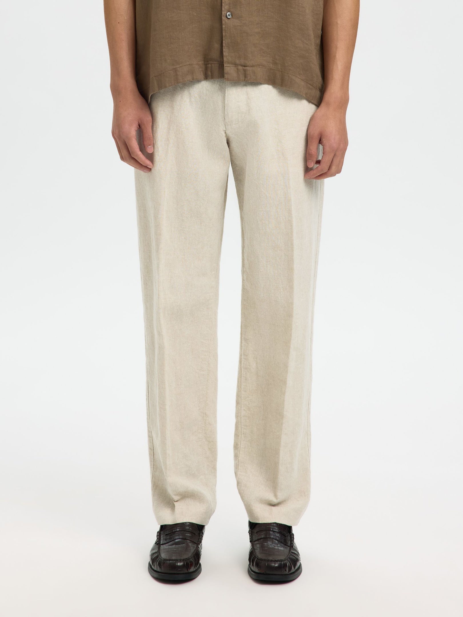 Straight Fit Linen Blend Pants