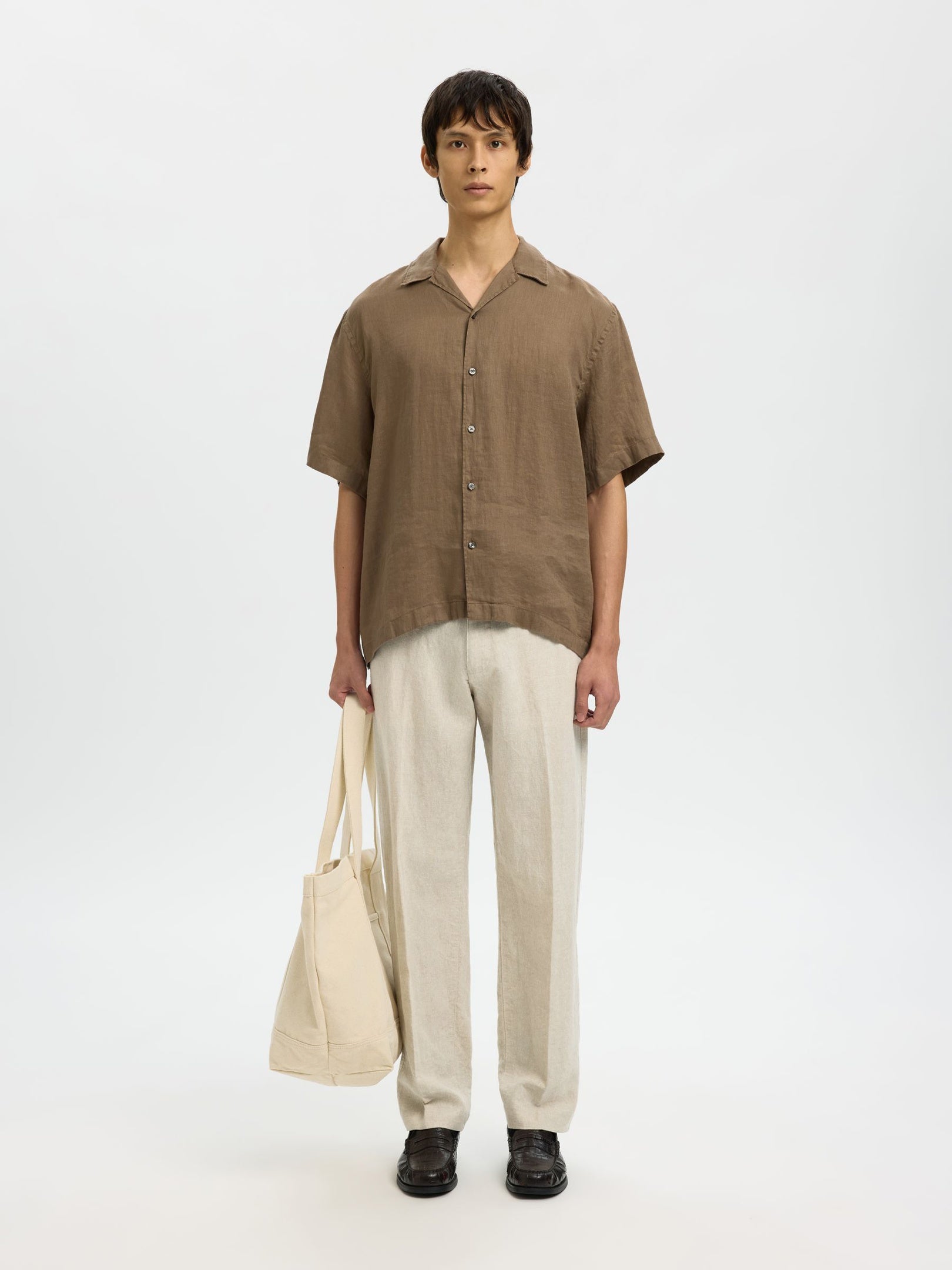 Straight Fit Linen Blend Pants