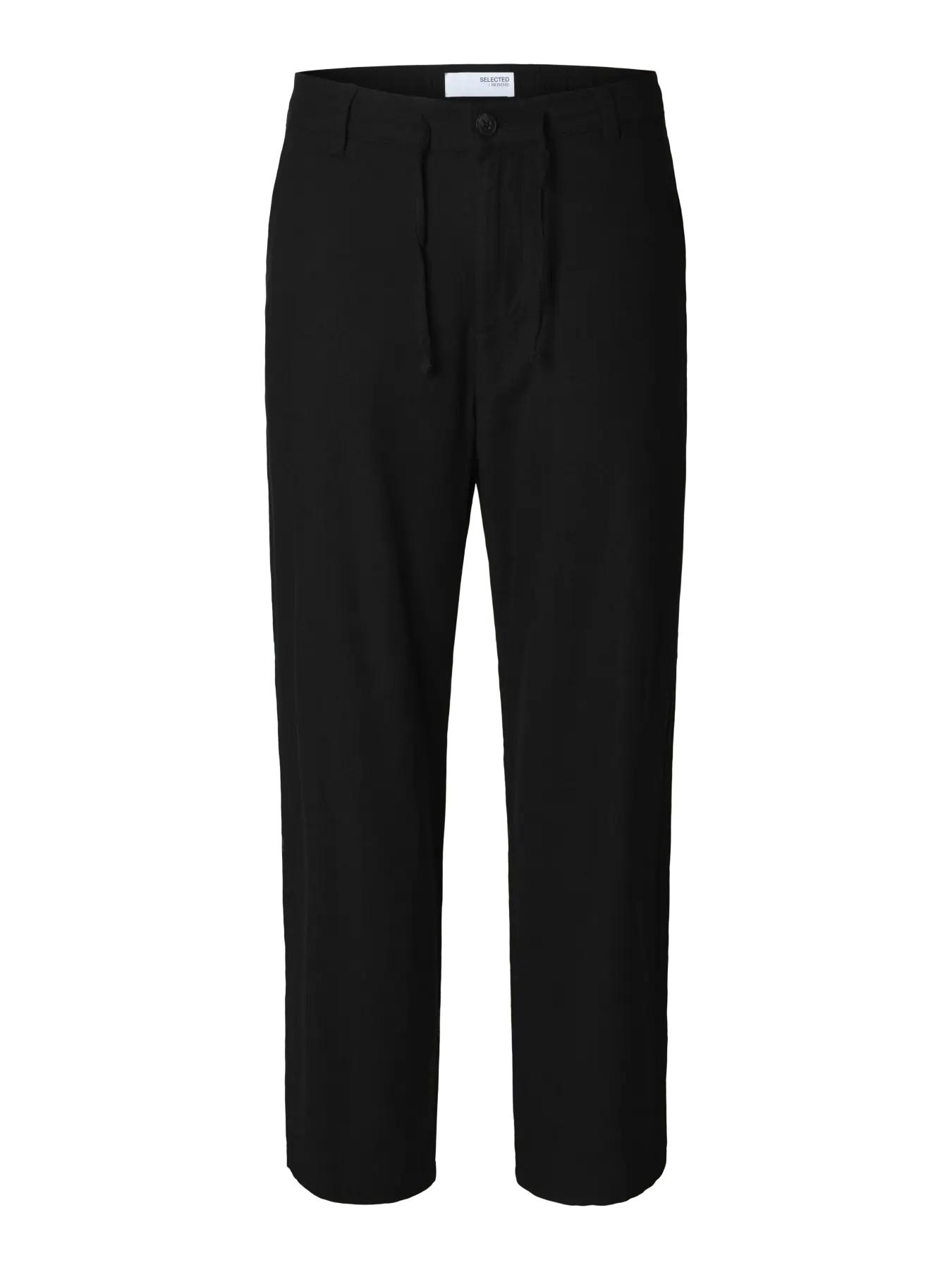 Black Linen Blend Loose Fit Pants