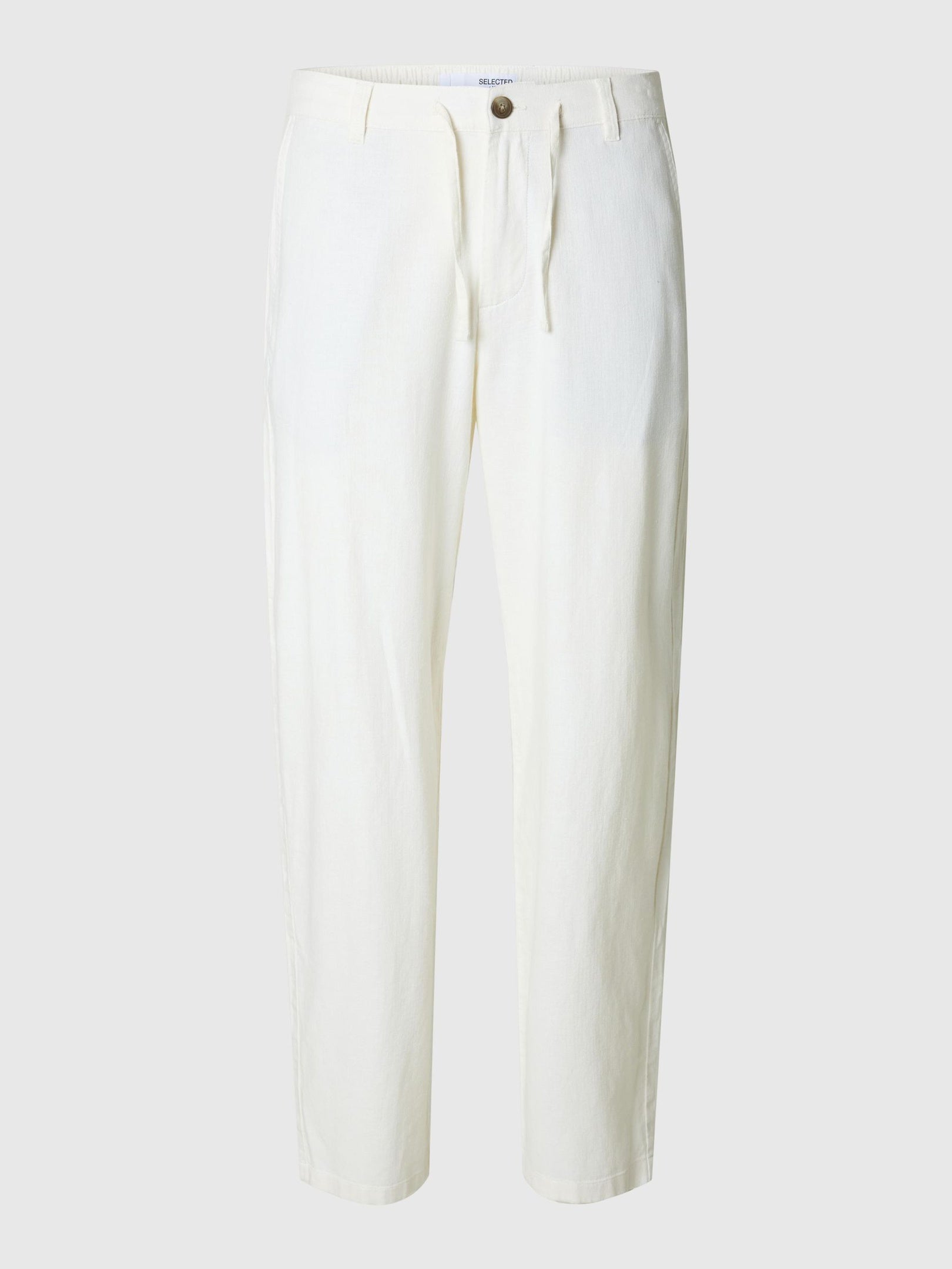 White Loose Fit Linen Blend Pants