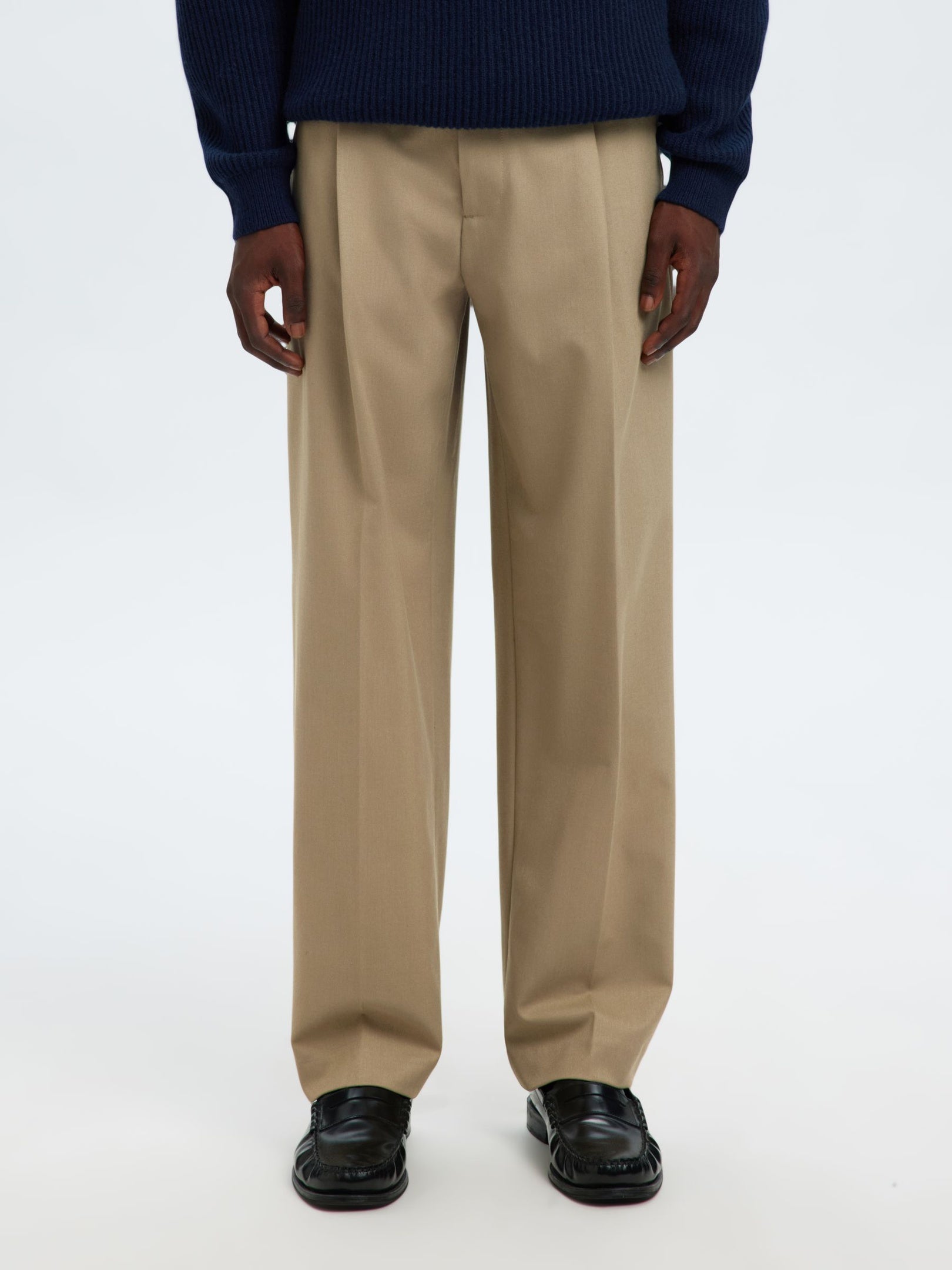 Beige Loose Fit Flex Pants