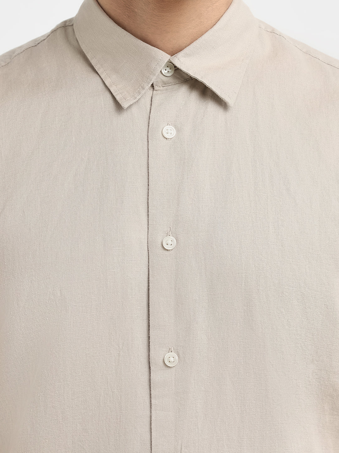 Regular Fit Linen Blend Shirt - Beige