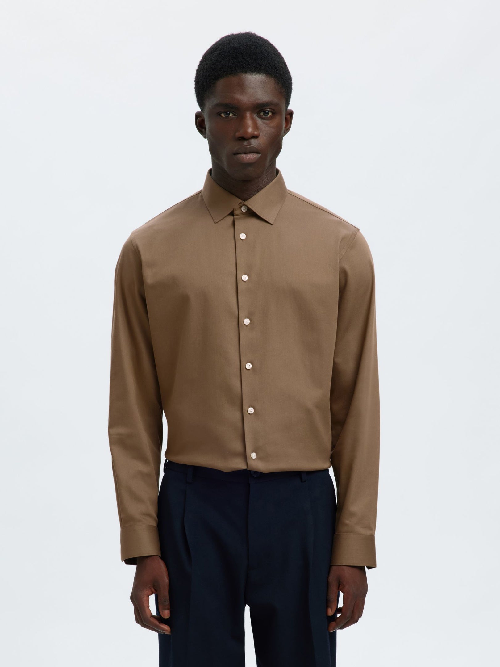 Slim Fit Performance Shirt - Brown