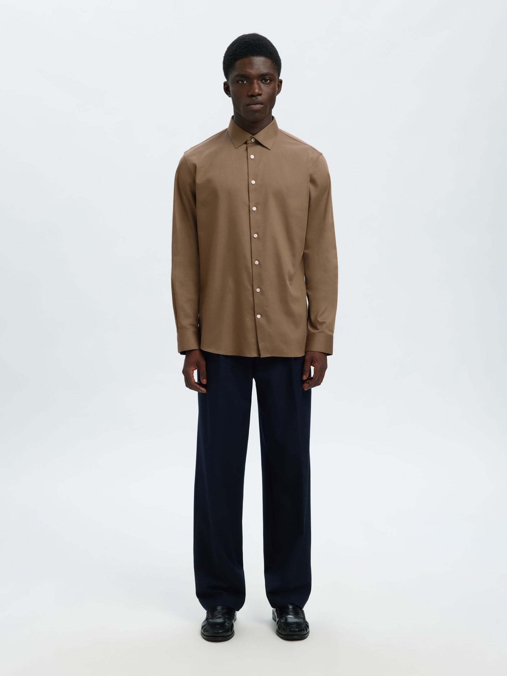 Slim Fit Performance Shirt - Brown