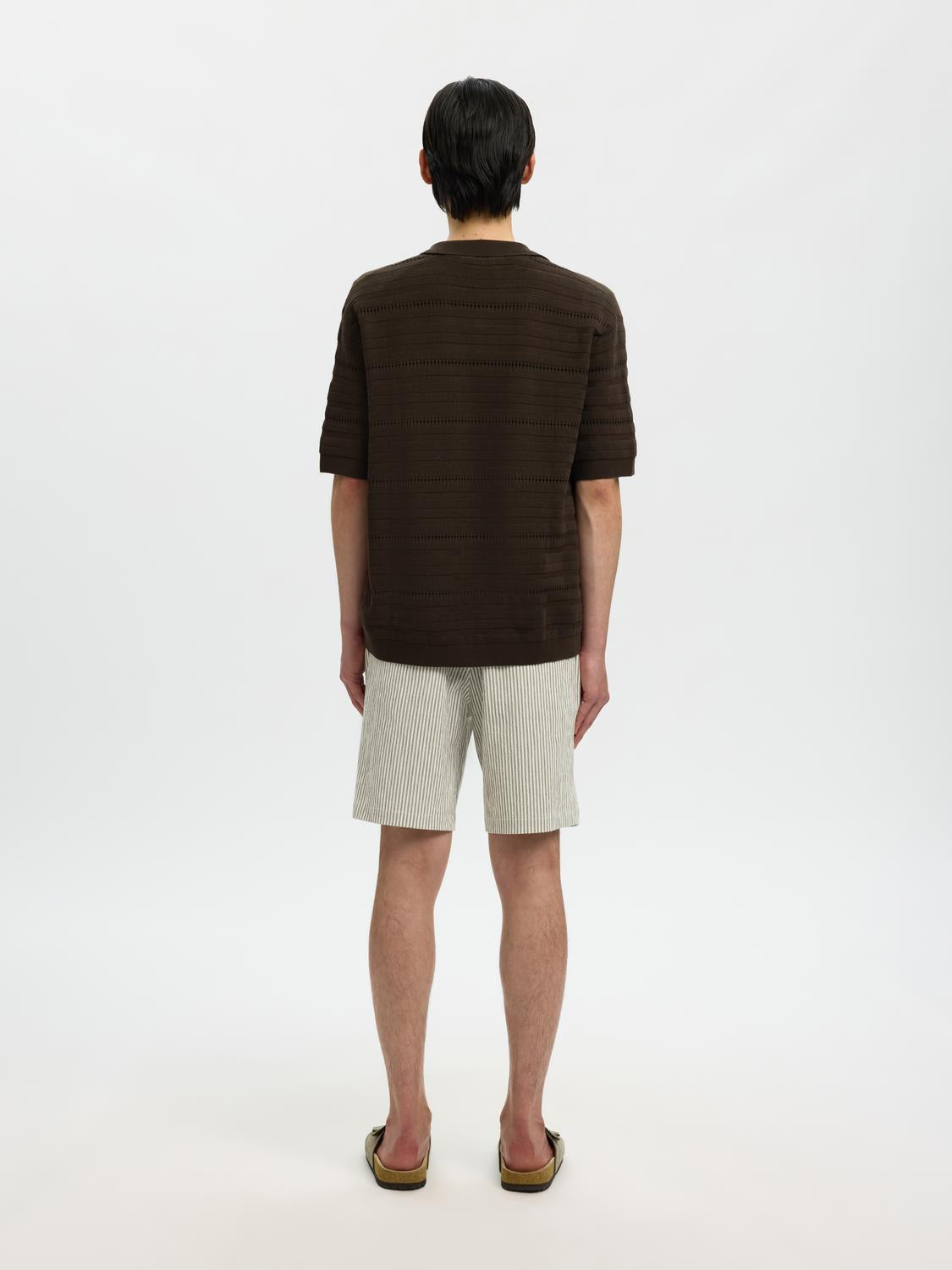 Dark Brown Knitted Polo Cardigan