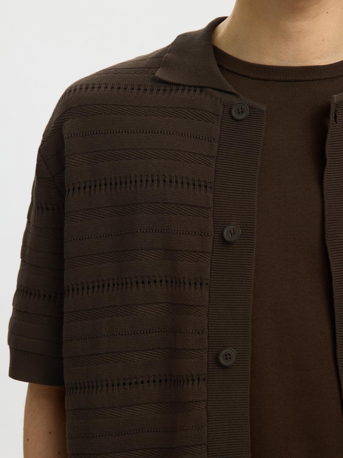 Dark Brown Knitted Polo Cardigan