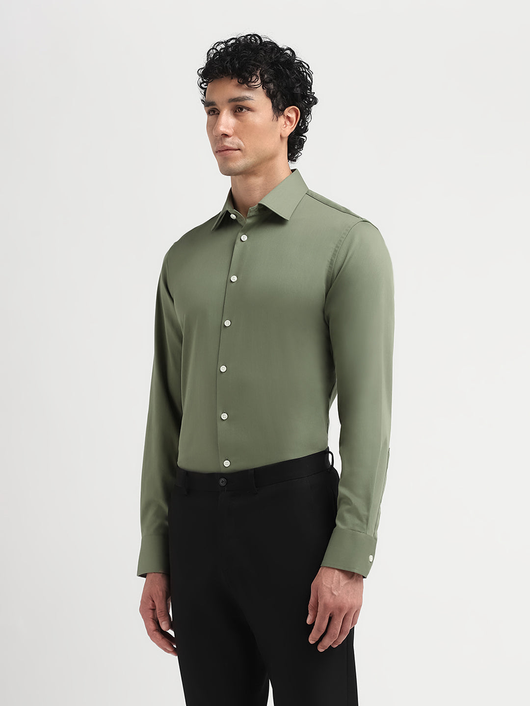 Green Slim Fit Formal Shirt