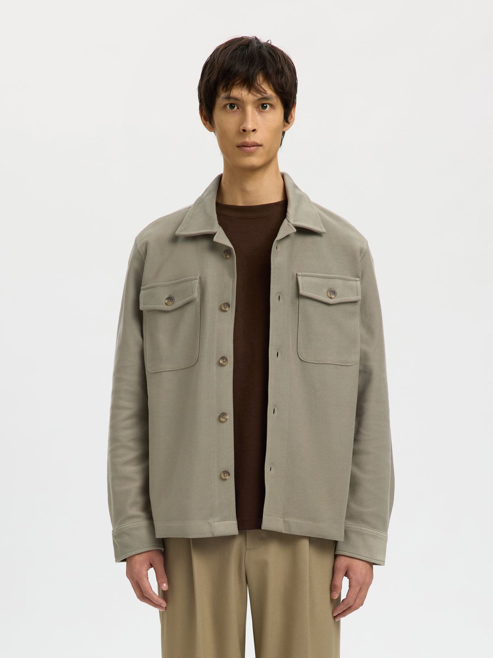 Olive Sweat Overshirt