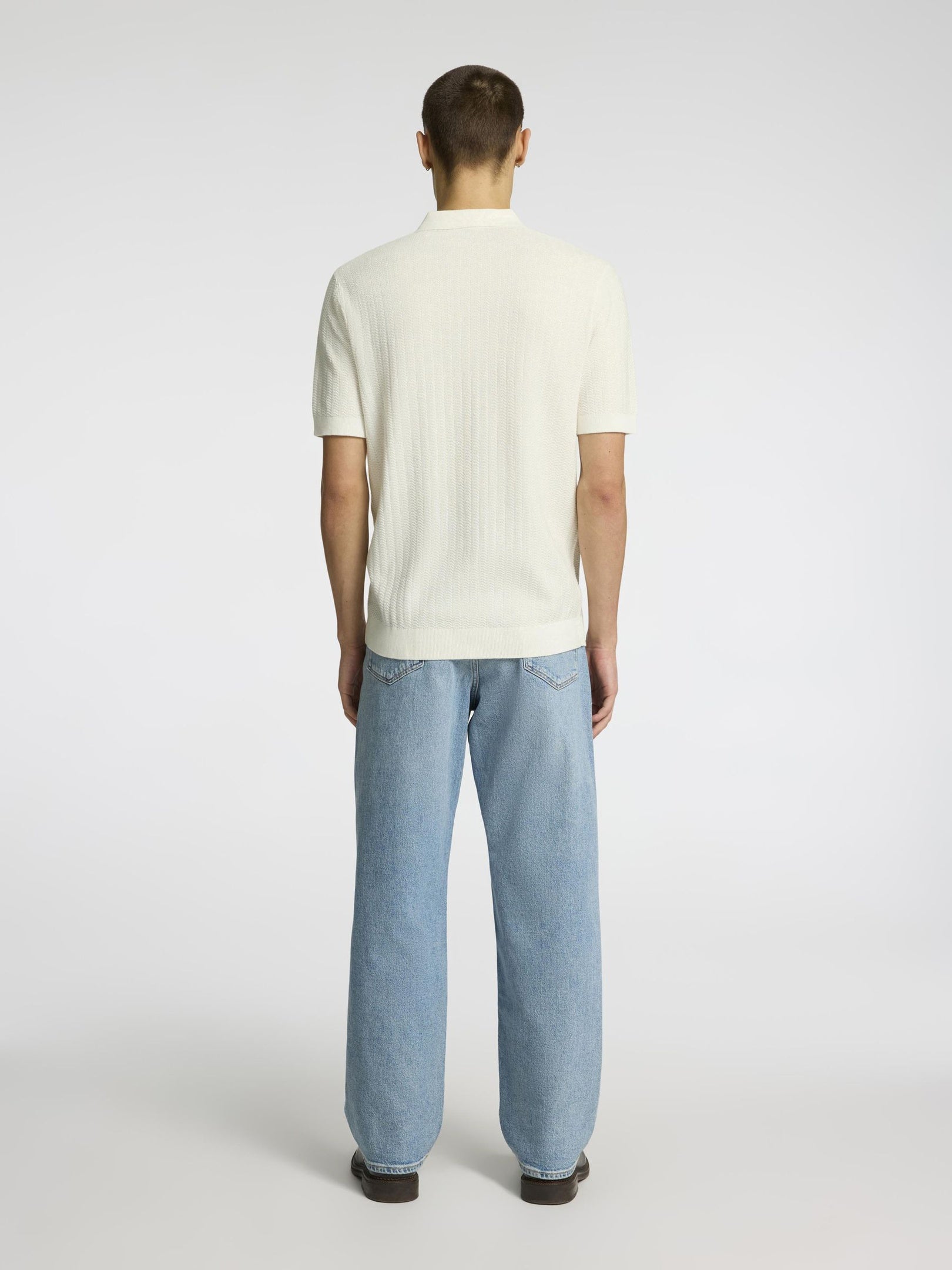 Structured Knitted Zip Polo