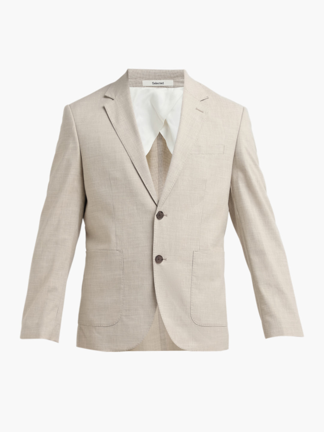 Beige Regular Fit Suit-Set Blazer