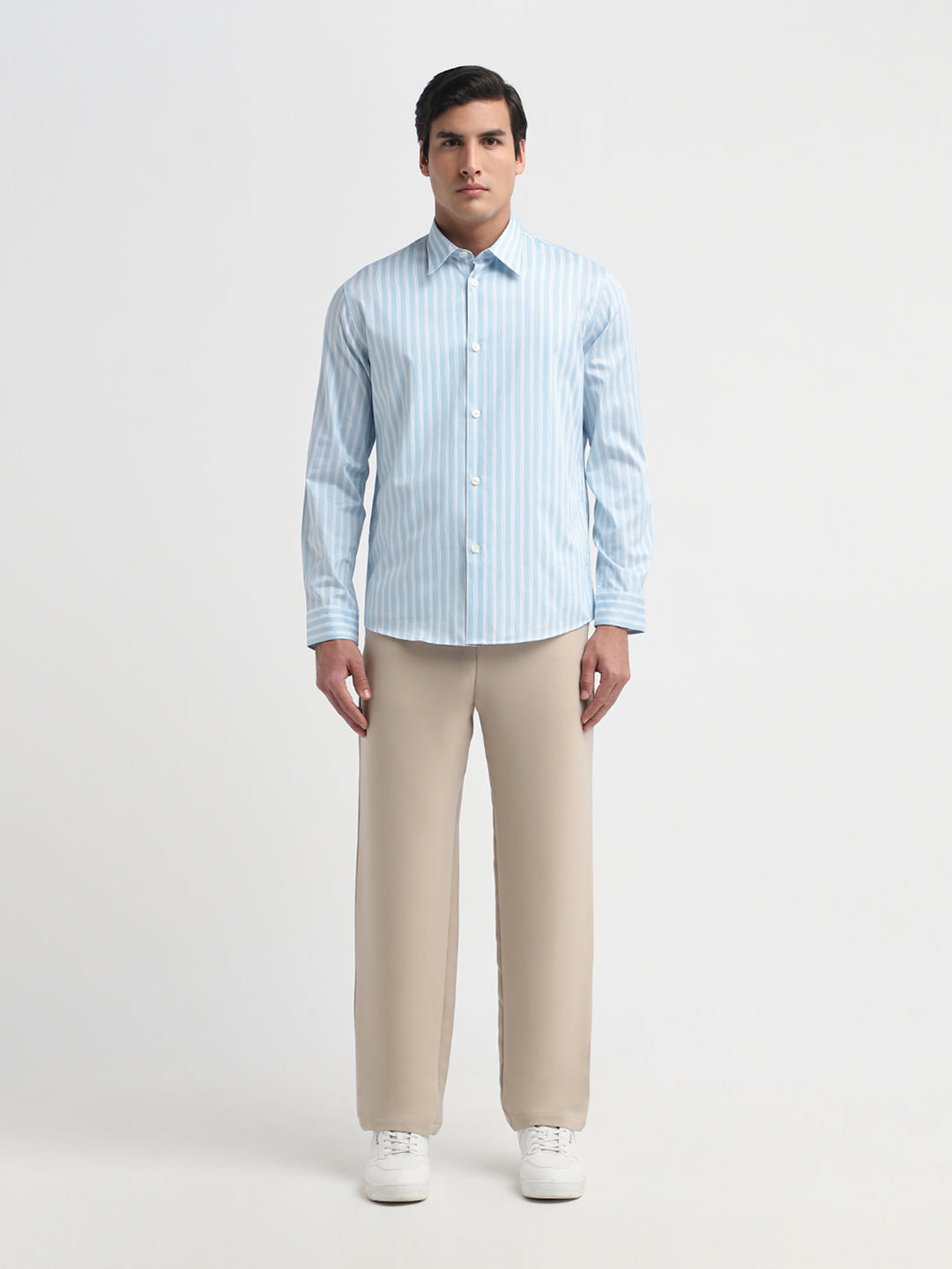 Light Blue Striped Dobby Shirt