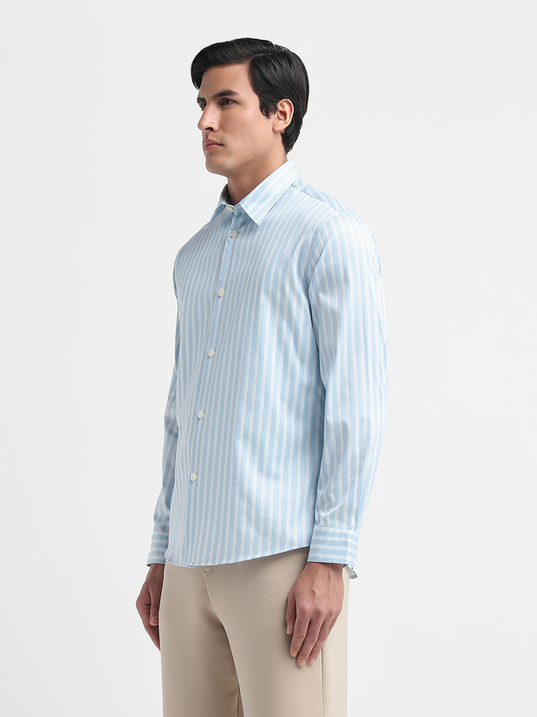 Light Blue Striped Dobby Shirt