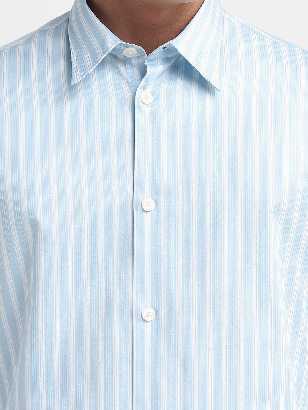 Light Blue Striped Dobby Shirt