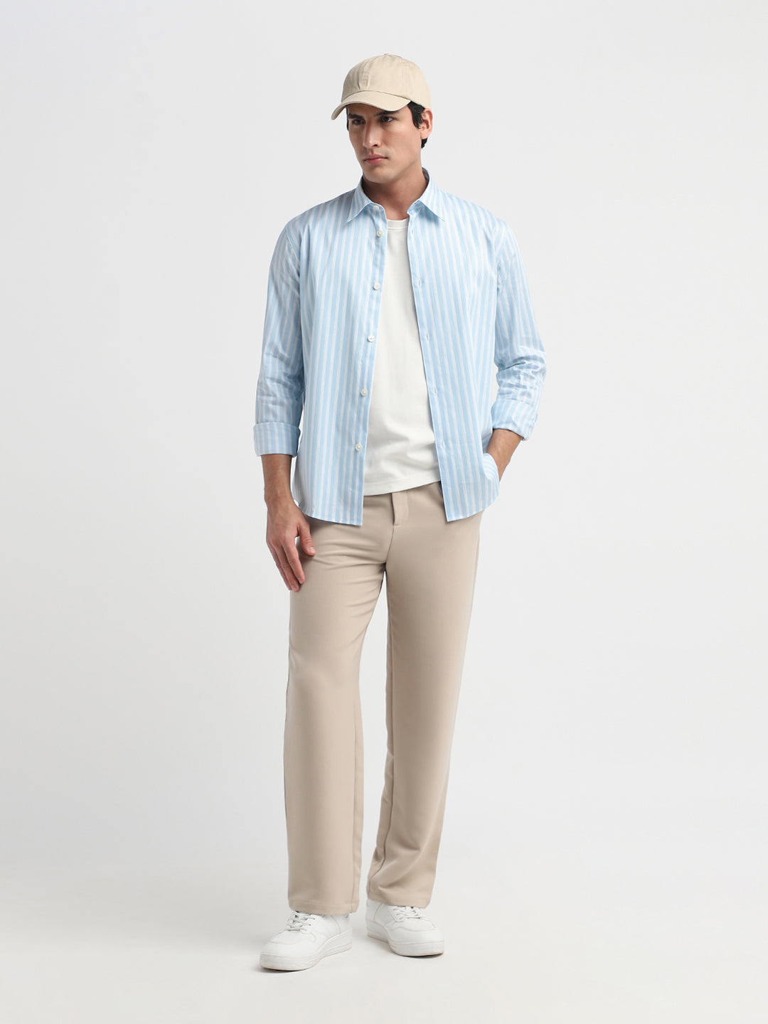 Light Blue Striped Dobby Shirt