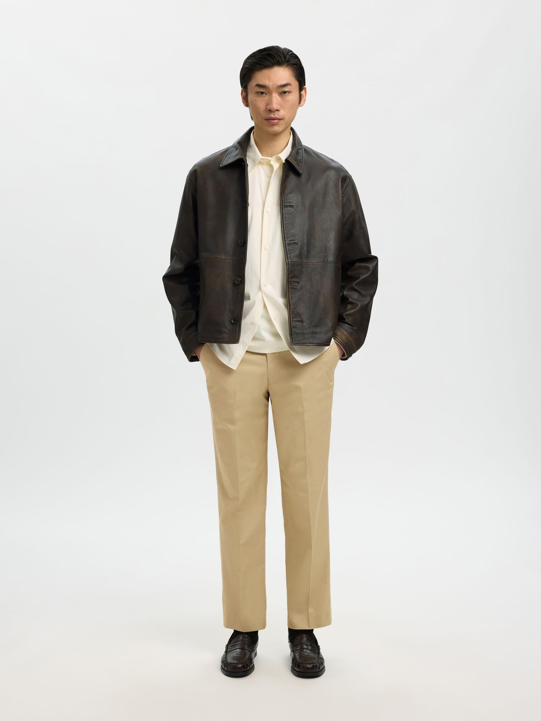 Beige Regular Fit Trousers
