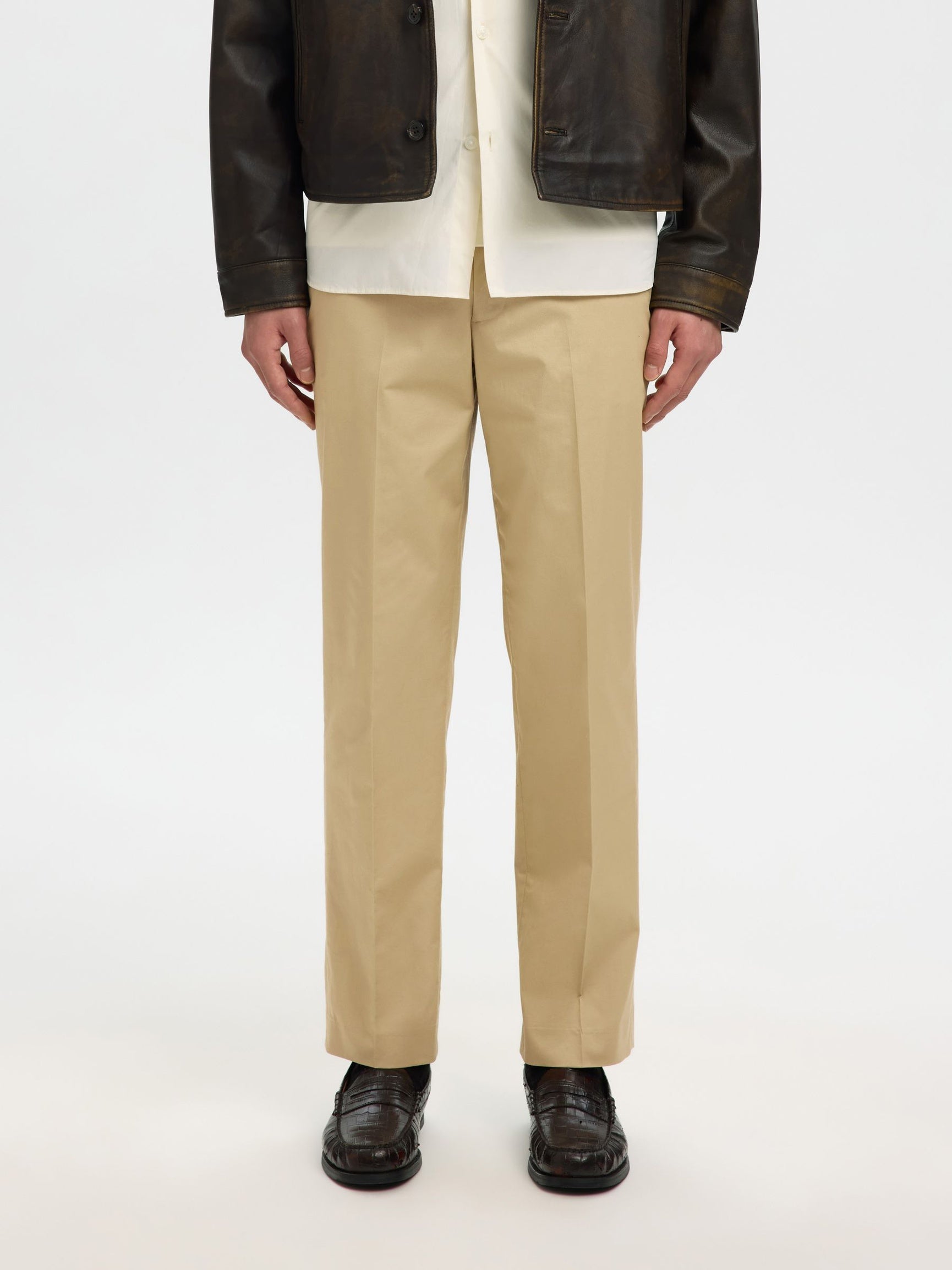 Beige Regular Fit Trousers