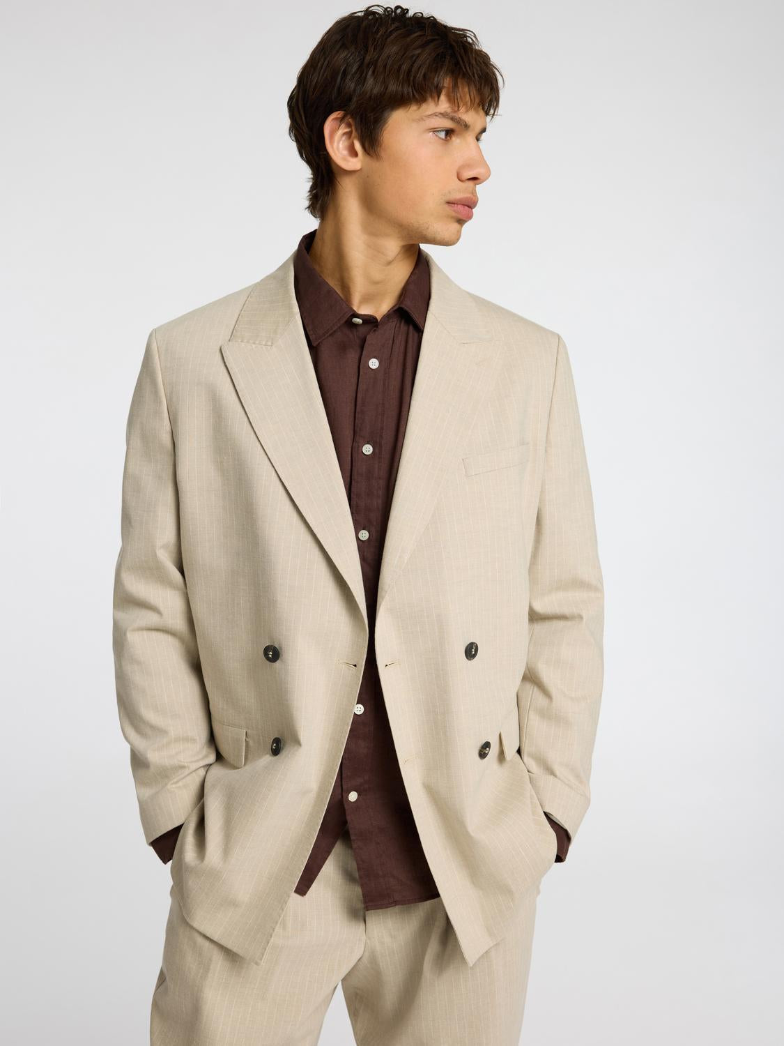 Dark Brown Linen Regular Fit Shirt